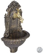 Záhradná retro fontána na stenu Relaxdays RD28965 – hnedá, hliníková, 40 cm