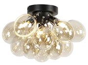 Inteligentné stropné svietidlo čierne s jantárovým sklom 3-svetlá vrátane Zigbee G9 - Uvas