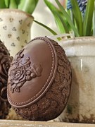 Hnedá dekorácia závesné čoko vajíčko s králikom - 8*7*11 cm