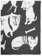 Vlnená deka Koirapuisto 130x180, tmavo sivo-biela