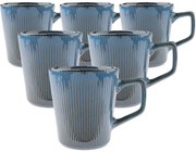 Súprava 6 keramických hrnčekov Rustik 410 ml, modrá