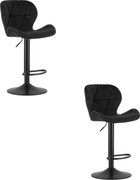 Sada 2 barových stoličiek WEST  zamatová čierna / čierna podnož