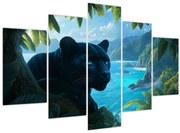 Obraz - Čierny panter v džungli (150x105 cm)