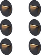 Sada 6 moderných zapustených nástenných svietidiel čierna vrátane LED IP65 - Gem