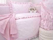 INTERMEDIC SK Posteľná obliečka do postieľky Ružová s volánikom 90x130 / 45x65 cm – 100% bavlna, romantický dizajn, zips