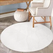 Dekorstudio Okrúhly jednofarebný koberec FANCY 904 -  smotanovo biely Priemer koberca: 200cm