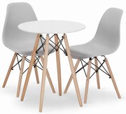 Jedálenský stôl TODI biely 60 cm s dvoma stoličkami OSAKA sivé