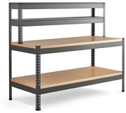 Dielenský stôl COMBO, tvrdená doska, so spodnou policou + panel na náradie