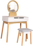 Toaletný stolík + Taburetka Sylvia 017 9515 biela/prirodzené