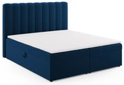 Tmavomodrá boxspring posteľ s úložným priestorom 180x200 cm Gina – Milo Casa