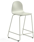 Barová stolička GANDER, s klzákmi, výška sedu 630 mm, lakovaná, zelenošedá