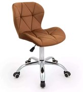 LuxuryForm DESIGN Stolička LIVIO VELUR na striebornej podstave s kolieskami - hnedá