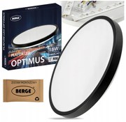 BERGE Prisadený LED stropný panel 18W 1440lm Okrúhly čierny NW