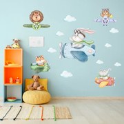 60x120 cm Zvieratká v lietadlách - textilná nálepka na stenu