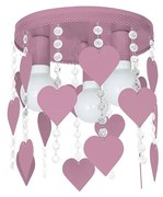 Detské stropné svietidlo Corazon, 1x krištáľové/ružové kovové tienidlo, p