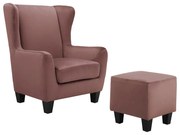 Ružové zamatové kreslo ušiak Zhili - Støraa
