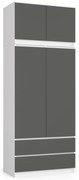 Šatní skříň s nástavcem Star 90 cm bílá/grafitově šedá