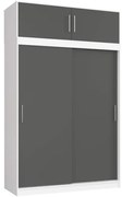 Skriňa s posuvnými dverami a nadstavcom 150 cm CLP mono biela / sivá