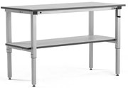 Manuálne nastaviteľný dielenský stôl MOTION, s policou, 150kg, 1500x600 mm
