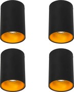 Sada 4 moderných bodových svetiel čierna so zlatou GU10 50mm - Deep
