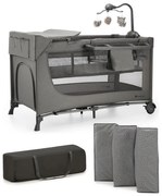 KINDERKRAFT - Cestovná postieľka JOY 2 s doplnkami šedá