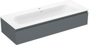 Mexen Rivel, kúpeľňová skrinka 120 cm s umývadlom Vela, 1 zásuvka, drážkovaná, grafitová matná/biela matná, 91A20-12023-1-BF66-W23M0