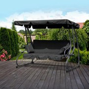 Tmavošedá polohovateľná záhradná hojdačka