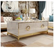 EXKLUZÍVNY KONFERENČNÝ STOLÍK LAURETTE BIELY LESK + ZLATÝ