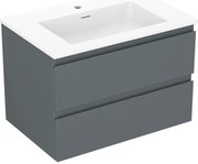 Mexen Orio, kúpeľňová skrinka 70 cm s umývadlom Otis, 2 zásuvky, grafitová matná/biela matná, 91A10-07047-2-BFF66-W18M01