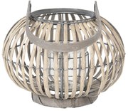 Drevená lampáš so skleneným valcom na sviečku Anouska - Ø 28 * 20 cm