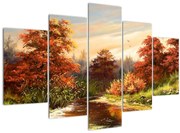 Obraz rieky v jesennej krajine, olejomaľba (150x105 cm)