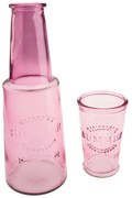 Ružová sklenená karafa s pohárom, 800 ml