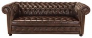 Pohovka trojmiestna Chesterfield Manchester z pravej hovädzej kože Brown Brown