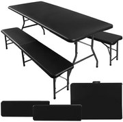 JAKS Skladací pivný set 180 cm čierny