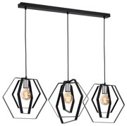 Luster na lanku HEXAGON 3xE27/60W/230V čierna/chróm
