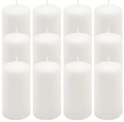 Sada stĺpových sviečok, 11,5 cm, Ø 6 cm, biela, 12 ks