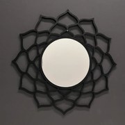 AMADEA Drevené zrkadlo v tvare mandaly, čierna farba, priemer 41 cm
