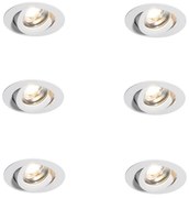 Sada 6 moderných zapustených bodových svietidiel bielych 8,2 cm vrátane LED IP54 Ultra Slim - Pupil