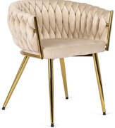 Kreslo CARINA velúr - kremovy zamat zlaté nohy - vintino.sk
