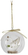 Závesná dekoratívne ozdoba Labuť v sklenenej guli - 10 * 9 * 11 cm