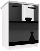 Kuchynská skrinka Belini spodná 60 cm čierny lesk s pracovnou doskou  INF SD2-60/0/WT/B/0/B1