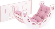 Multifunkčná detská súprava 4v1 – hojdačka, šmykľavka a vankúš ružová