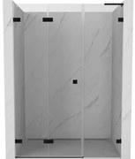 Mexen Lunar-F, L skladacie ľavé sprchové dvere 140 cm, číre sklo, čierny profil, 836SL-140-050-70-00-L