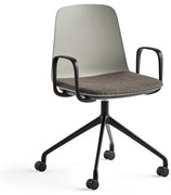 Stolička LANGFORD, s kolieskami, šedá/hnedá