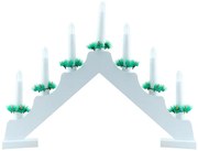 DECOLED Vianočný svietnik, 40 x 5 x 32 cm, biely, napájaný batériami 2x AA