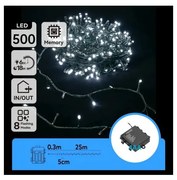Aigostar - LED vonkajšia vianočná reťaz 500xLED/8 funkcií 4xAA 25,3 m studená biela