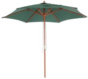 Slnečník Florida Ø 3m - polyester/drevo - olivovo zelená