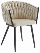 Béžové jedálenské kreslo ORION VELVET s čiernymi nohami