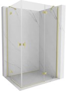 Mexen Mist-H Duo, 2-krídlový výklopný sprchový kút 70 x 75 cm, číre sklo, zlatý matný profil, 8A5-070L-075P-55-00
