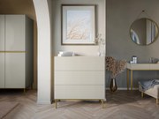 Komoda Nicole 100 cm so zásuvkami a ryhovaným čelom - kasmír / zlaté nožičky